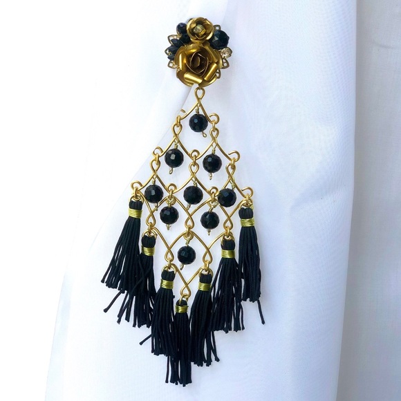 Mercedes Salazar Black Fiesta Earrings - Picture 2 of 2